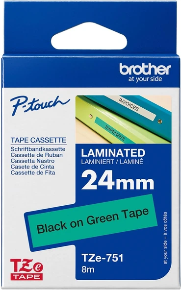 Brother Tz-751 24 Mm Yeşi̇l-Si̇yah Şeri̇t 24Tze751 ürün görseli 1