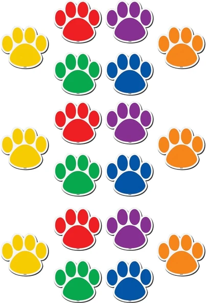 Teacher Created Resources Accents, Colourful Paw Prints (77207.0) ürün görseli 1