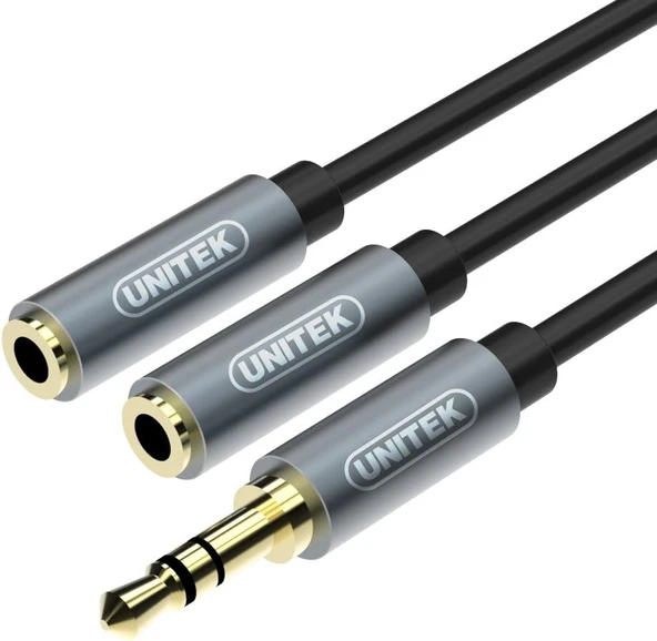 Unitek Y-C956Abk Soket, 3,5 Mm (M) - 2 X 3,5 Mm (F) Siyah ürün görseli 1
