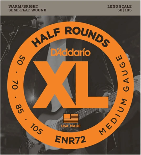 D'Addario Enr72 Bass Xl Nickel Saitensatz 0,13-0,27 Cm (.050 -.105 Zoll) ürün görseli 1