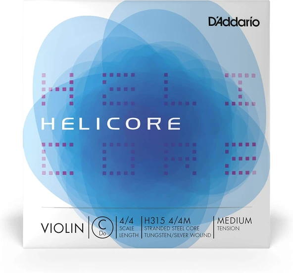 D'Addario Helicore 4/4 Boy Keman İpi - Gümüş Yara C String - H315 4/4M - Sadece C String - Orta Gerilim ürün görseli 1