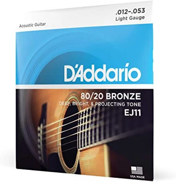 Daddario Ej11 Akustik Gitar Tel Seti, 80/20 Bronze, Light Gauge, ürün görseli 1