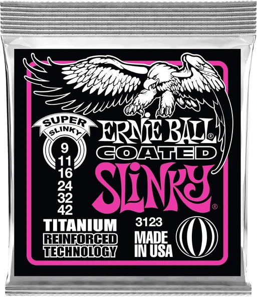 Ernie Ball Süper Slinky Kaplamalı Titanyum Rps Elektro Gitar Telleri, Ölçü 9-42 ürün görseli 1