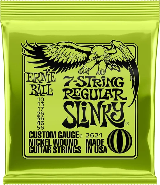 Ernie Ball Normal Slinky 7 Telli Nikel Yara Elektro Gitar Telleri, Ölçü 10-56 ürün görseli 1