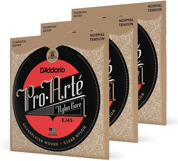 D'Addario 3'Lü Paket, Klasik Gitar Tel Seti, Pro-Arte, Sılve ürün görseli 1