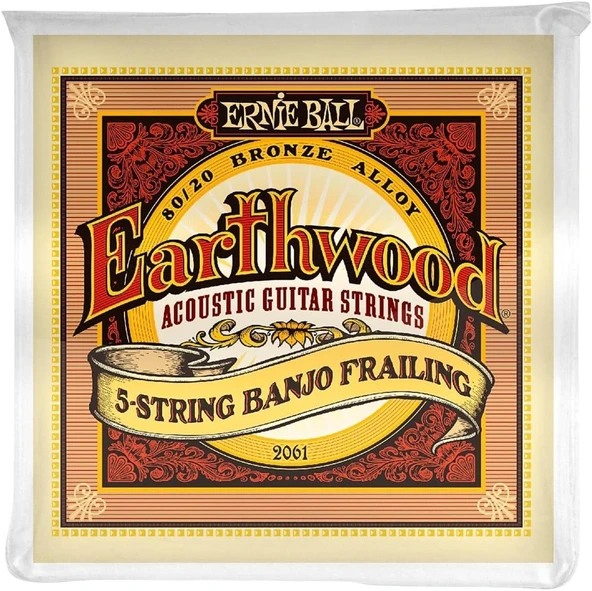 Ernie Ball P02061 Earthwood 5-String Banjo Frailing Loop End 80/20 Bronz Akustik Gitar Dizeleri, 10-24 Gauge ürün görseli 1