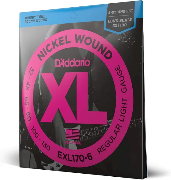 Daddario Exl170-6 Bas Gitar Tel Seti , 6 Telli, Xl, 32-130, Long Sca ürün görseli 1