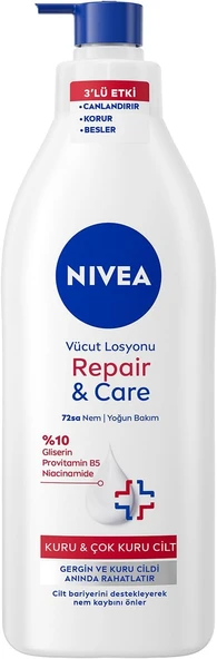 Yoğun Nemlendirici Repair & Care Vücut Losyonu 400Ml, 72 Saat Nemlendirime, Kaşıntılı Hassas Ciltlere Özel, Onarıcı, Gliserin,Pro B5,Niasinamid,Kuru Ciltler ürün görseli 1