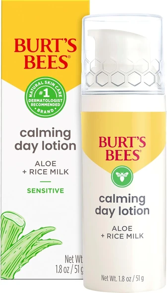 Burt'S Bees Back To School Dorm Essentials, Calming Day Face Lotion With Aloe And Rice Milk, Soothing Face Lotion For Sensitive Skin, 98.9 Percent Origin Skin Care, 1.8 Oz. Bottle ürün görseli 1