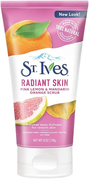 St. Ives Parlak Cilt Yüz Scrub Donuk Ciltler Için Pembe Limon Mandalina Turuncu Dermatolog Test Edilmiş Yüz Yıkama Ovma Yüzde 100 Doğal Eksfoliant ürün görseli 1