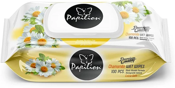 Papilion Quality Papatya Özlü Extra Yumuşak Alkolsüz Parabensiz Islak Mendil (1 X 100 Yaprak) ürün görseli 1