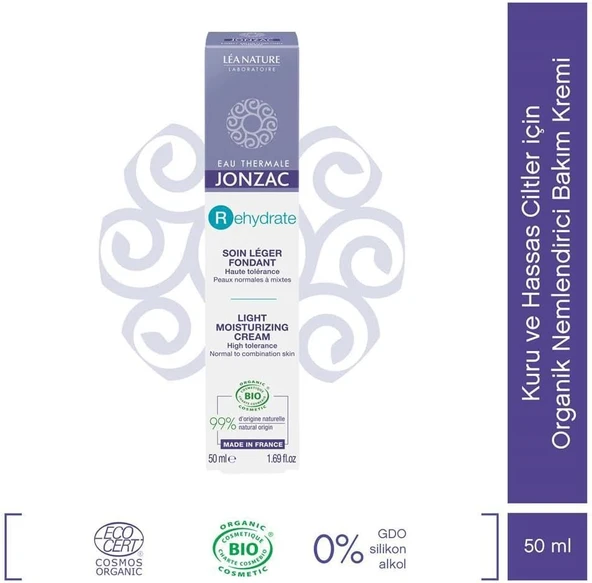 Jonzac Rehydrate Light Kuru Hassas Ciltler Için Organik Nemlendirici Bakım Kremi 50 Ml ürün görseli 1