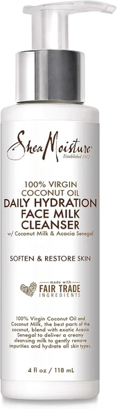 Sheamoisture%100 Virgin Hindistan Cevizi Yağı Günlük Hidrasyon Yüz Sütü Temizleyici | 4 Fl.Oz. ürün görseli 1