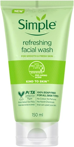 Simple Kind To Skin Ferahlatıcı Yüz Temizleme Jeli B5+E Vitamini Pürüzsüz Gözüken Bir Cilt Için, 150 Ml ürün görseli 1