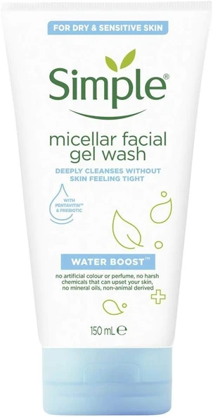 Simple Water Boost Micellar Yüz Temizleme Jeli Nemlenmiş Ferah Bir Cilt Için, 150 Ml ürün görseli 1