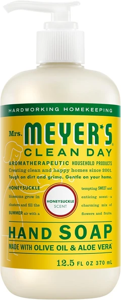 Mrs. Meyer'S Clean Day Sıvı El Sabunu, Zalimsiz Biyolojik Çözünür Elde Yıkama Formülü Uçucu Yağlarla Üretilmiştir, Hanımeli Kokusu, 12,5 Oz Şişe ürün görseli 1