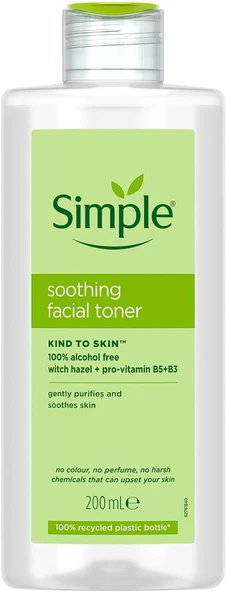 Simple Yatıştırıcı Yüz Toniği,%100 Alkol İçermeyen, Hassas Ciltler İçin, 200Ml ürün görseli 1