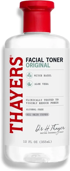 Thayers Alkolsüz, Aloe Vera Formüllü Nemlendirici Cadı Hazel Yüz Toneri, Vegan, Dermatolog Test Edildi Önerildi, 12 Oz ürün görseli 1