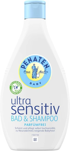 Penaten Sensitive Bath & Shampoo 400 Ml/Mild Wash Gel Without Perfume For Gentle Bathing And Washing Of Skin And Hair/Also Suitable For Allergy Sufferers 400 Ml ürün görseli 1