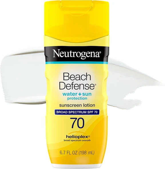 Beach Defense Suya Dayanıklı Güneş Losyon, Geniş Spektrumlu Spf 70, Yağsız Paba İçermeyen Hızlı Emici Güneş Losyon, Uva/Uvb Güneş Koruması, Spf 70, 6.7 Oz ürün görseli 1