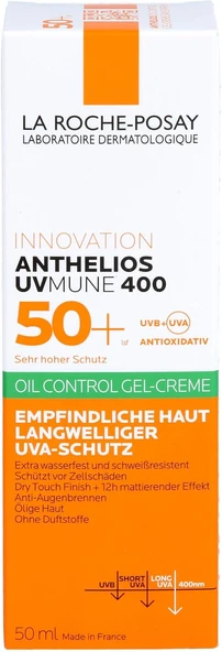 La Roche-Posay Innovation Anthelios Uv Mune 400 50+ Oil Control Gel Creme Long Uva Protection Sans Parfum 50 Ml ürün görseli 1