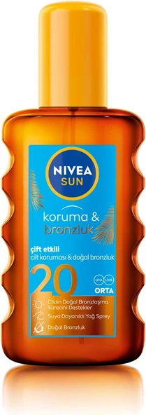 Sun Spf20 Güneş Bronzlaştırıcı Vücut Sprey 200Ml,Suya Dayanıklı, Doğal Bronzluk, Uva Uvb ürün görseli 1