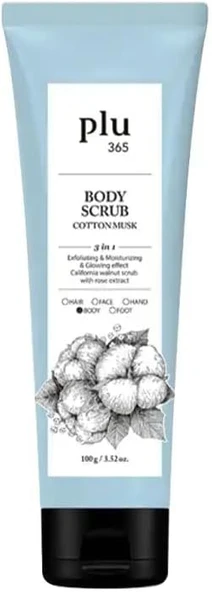 Plu 365 Body Scrub Cotton Musk 100 Gr Pamuk Çiçekli Vücut Peelingi ürün görseli 1