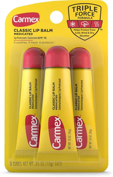 Carmex Lezzet Nemlendirici Dudak Balsamı Tüp Değer Paketi, 0,35 Ounce (3 Sayı) ürün görseli 1