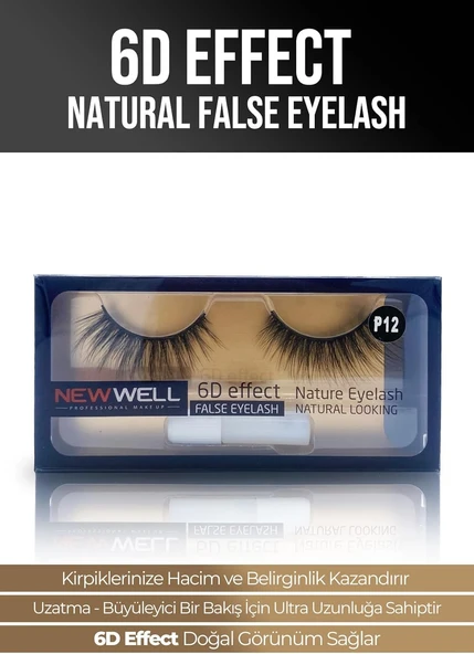 New Well 6D Effect False Eyelash P12 Takma Kirpik, Tycarhdt6N170241211273503 ürün görseli 1