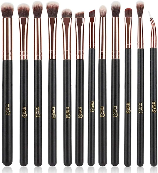 Msq Göz Makyajı Fırçaları 12 Adet Gül Altın Göz Farı Makyaj Fırçaları Seti Yumuşak Sentetik Kıllar Ahşap Saplı Göz Farı, Kaş, Eyeliner, Karıştırma (Çanta Olmadan) ürün görseli 1