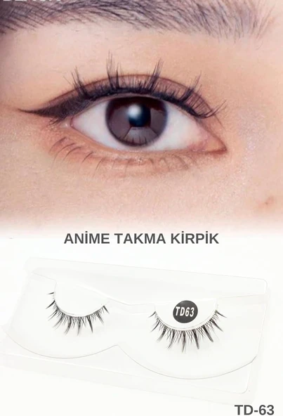 Ruby Face Anime Takma Kirpik - Şeffaf Dip Kısım Tam Boy Doğal İpek Takma Kirpik (1 Çift) No: Td-63 ürün görseli 1