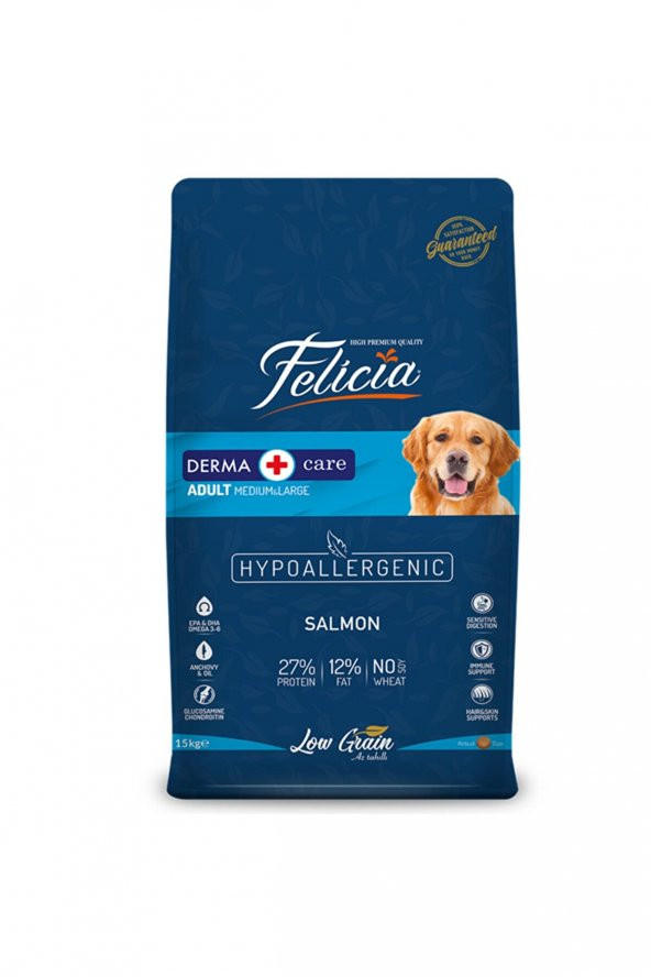 Felicia Az Tahıllı 15 Kg Yetişkin Somonlu M Large Breed HypoAllergenic Köpek Maması ürün görseli 1