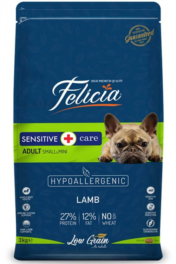 Felicia Az Tahıllı 3 Kg Yetişkin Kuzulu Small Mini HypoAllergenic Köpek Maması ürün görseli 1