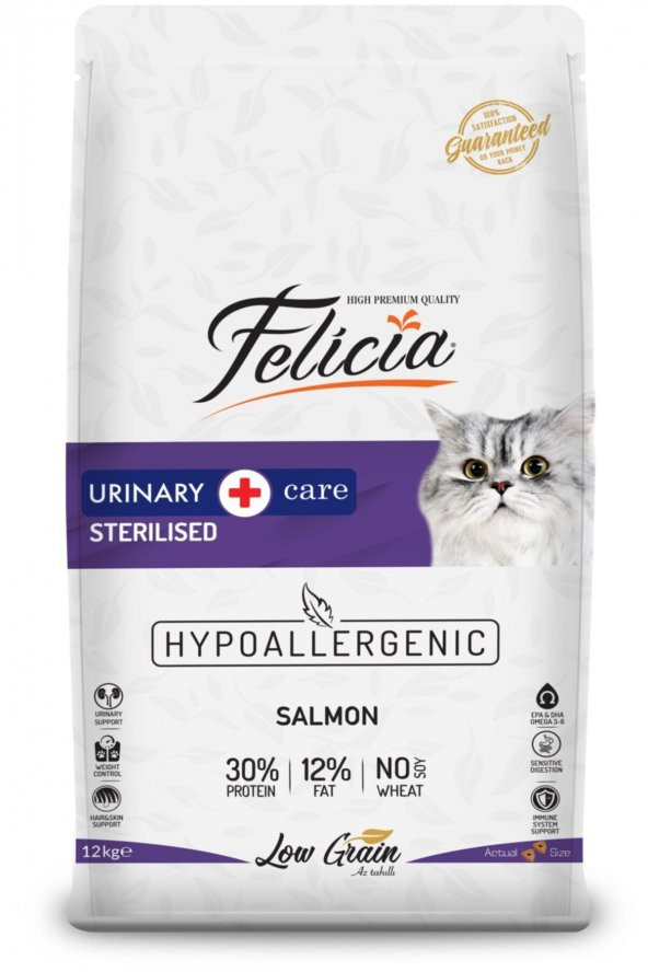 Felicia Az Tahıllı 12 Kg Sterilised Somonlu Hypoallergenic Kedi Maması ürün görseli 1