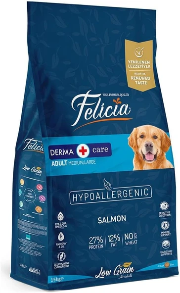 Felicia Kuru Maması, Somonlu, Az Tahıllı, Yetişkin, Büyük Irk, Hipoalerjenik, M, 15 Kg ürün görseli 1