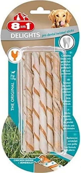 8In1 Delights Dental Twisted Sticks Burgu Çubuklar 10'Lu, 55 Gr Ödülü ürün görseli 1