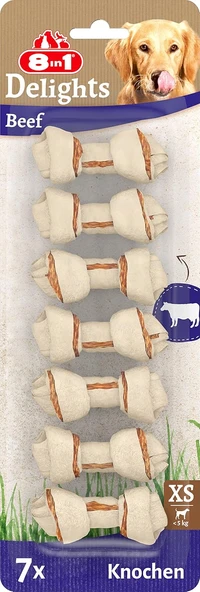 8In1 Delights Beef Xs Boy Sığır Etli Kemik 7'Li, 84 Gr Ödülü ürün görseli 1