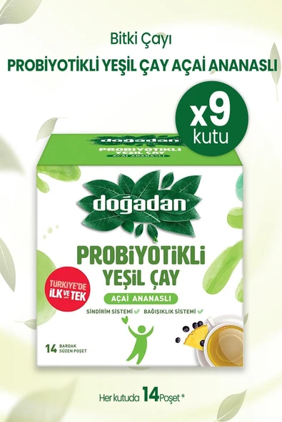 Dogadan Probiyotikli Yeşil Çay Açai Ananaslı 14'Lü X 9 Adet ürün görseli 1