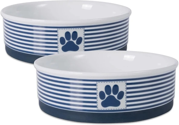 Bone Dry Paw & Patch Seramik Evcil Hayvan Koleksiyonu, Büyük Set, 19 X 6 Cm, Deniz Mavisi, 2 Parça ürün görseli 1