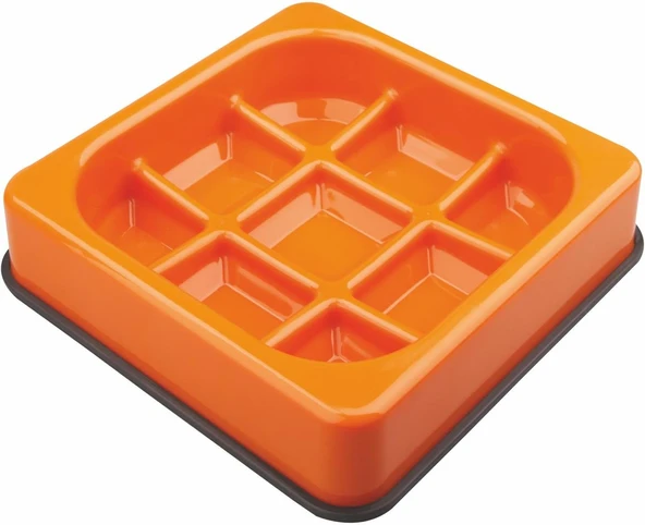 M-Pets Waffle Yavaş Yeme Mama Kabi 1500Ml Orange ürün görseli 1