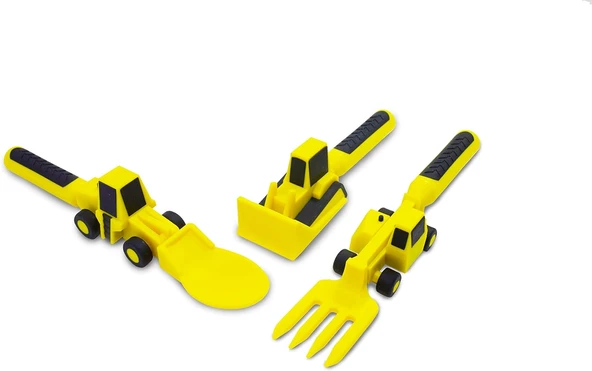 Constructive Eating Çocuk Çatal Takımı 3'Lü Set – Konstrüksiyon Gereçleri, Çocuk Yemek Takımı, Uzun Ömürlü Bulaşık Makinesinde Yıkanabilir, Çocukların Beslenme Alışkanlıklarını ürün görseli 1