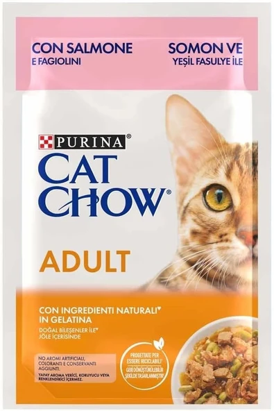 Purina Cat Chow Yetişkin Kediler Için Somonlu Sebzeli Yaş Mama 85 Gram ürün görseli 1