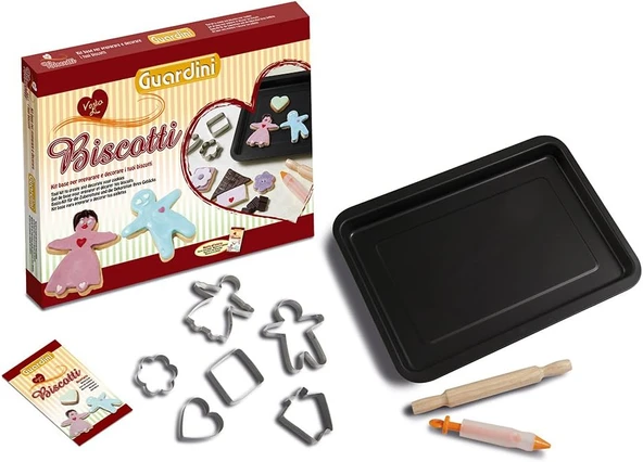 Guardini "4223015683 " Voglia Di... Basis-Kit Fırın Kağıdı Yapışmaz Kaplama 26 X 37 Cm, Nudelholz 23 Cm, 6-Galvanize Kalıp, Dekorspritze Plastik Silikon, Tarif ürün görseli 1