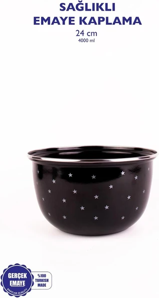 Emaye Yıldız Desenli Karıştırma Kabı 24Cm - 4Lt (Ocakta-Fırında Kullanılabilir) ürün görseli 1