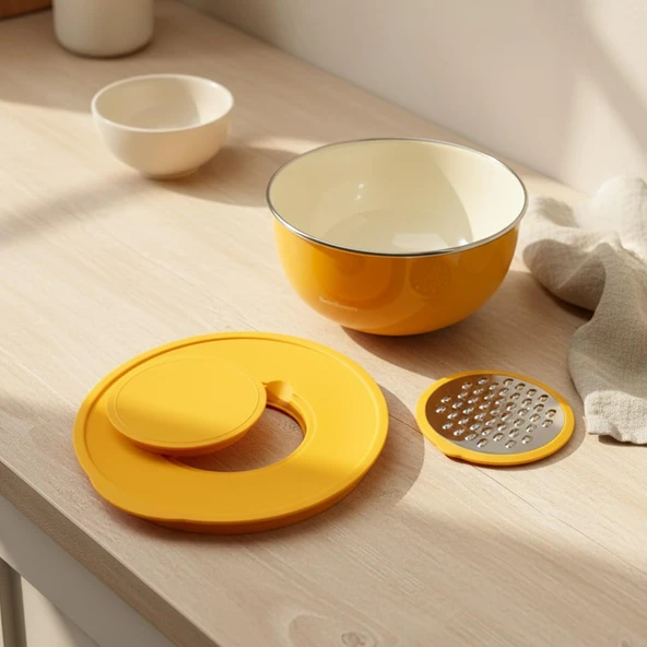 Bambum Nostalji Karıştırma Kabı Hardal 24 Cm ürün görseli 1