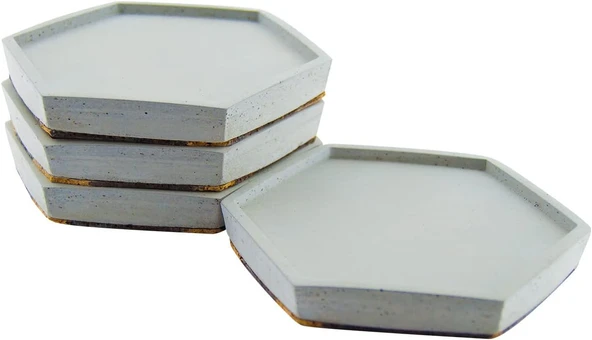 Bubigo Beton Bardak Altlığı Gri Mantar Tabanlı 4'Lü Set 11,5 X 10 X 1,5 Cm Btnms-2018208 Btg-76 ürün görseli 1