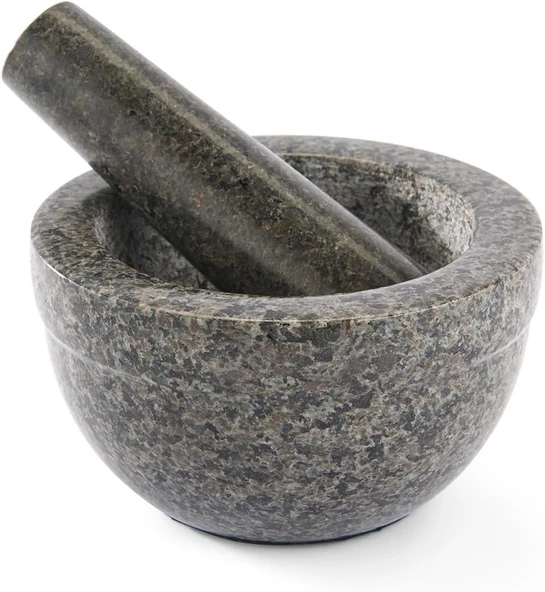 Rösle Doğal Granit Havan 12978-14 Cm Çap, Siyah Granit Harç Tokmak, 5 Cm Derinlik ürün görseli 1
