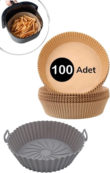 Silikon Airfryer Gri Pişirme Matı 20 Cm 100 Adet Pişirme Kağıdı ürün görseli 1