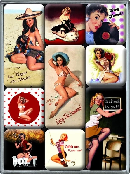 Nostalgic Pin-Up Beach Magnet Set ürün görseli 1