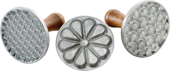 Nordic Ware "Impressionen" Ahşap Saplı Kurabiye Damgası, 3 Farklı Motif ürün görseli 1